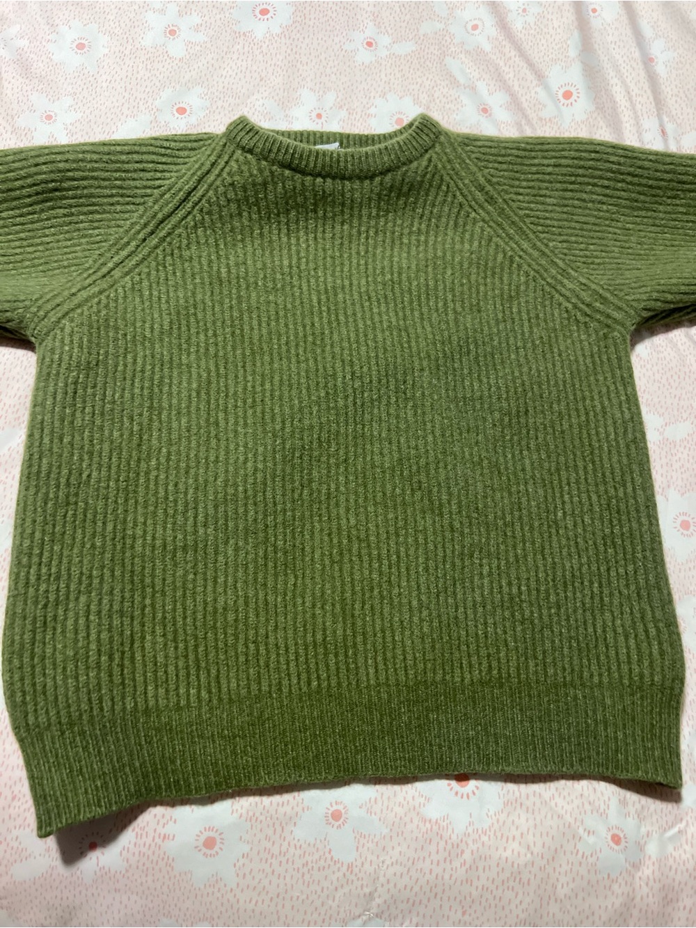 VTG 70s Neidpath Scotland Shetland Wool Olive Green Ribbed Crewneck Sweater S/M